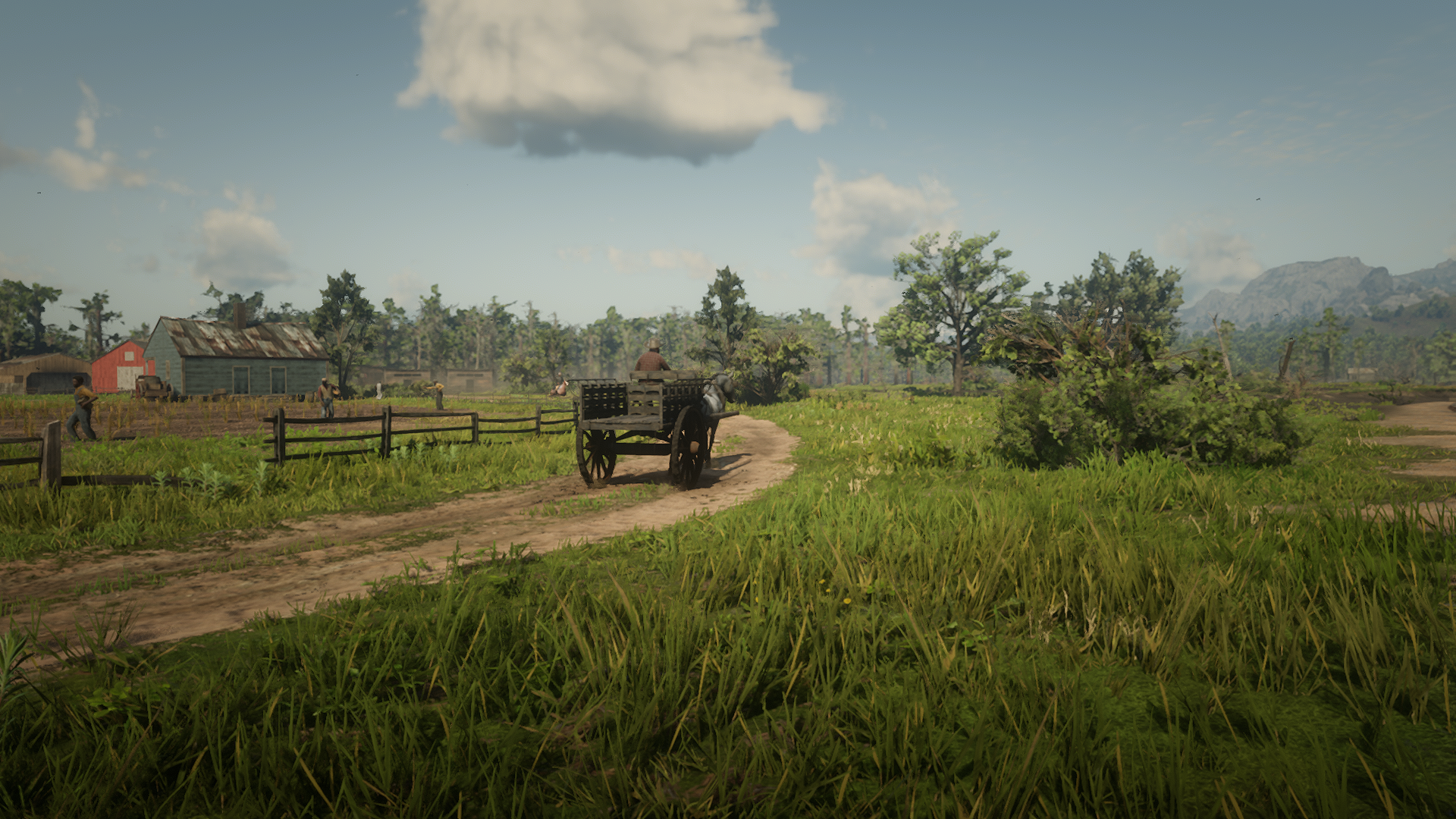 Wóz na zielonej polanie w Red Dead Redemption 2